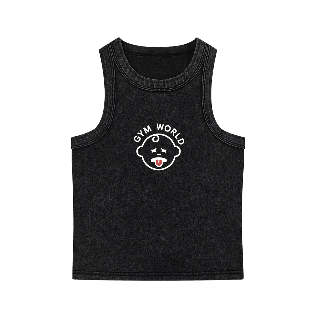 Black GYM WORLD Bitter Baby tank top with small chest logo
