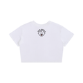 White GYM WORLD Bitter Baby cropped t-shirt with small chest logo